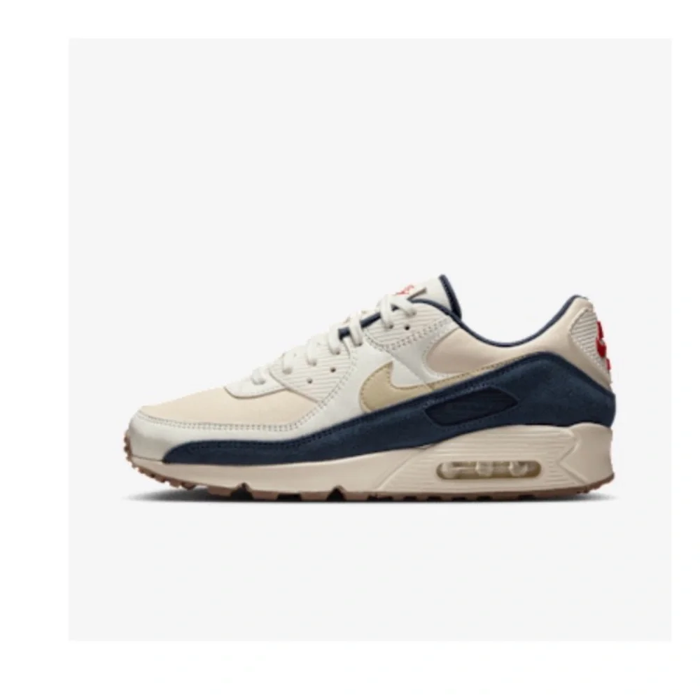 Nike Air Max 90 Men’s Sneakers in Cream, Navy & Tan - Picture 1 of 7